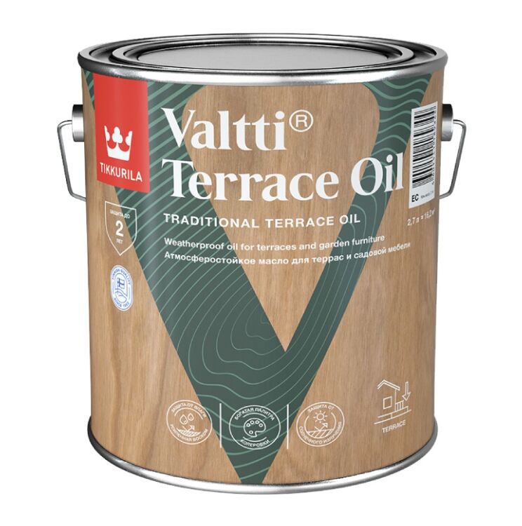 Масло для террас Valtti Terrace Oil EC 2.7 л Тиккурила купить в Санкт-Петербурге