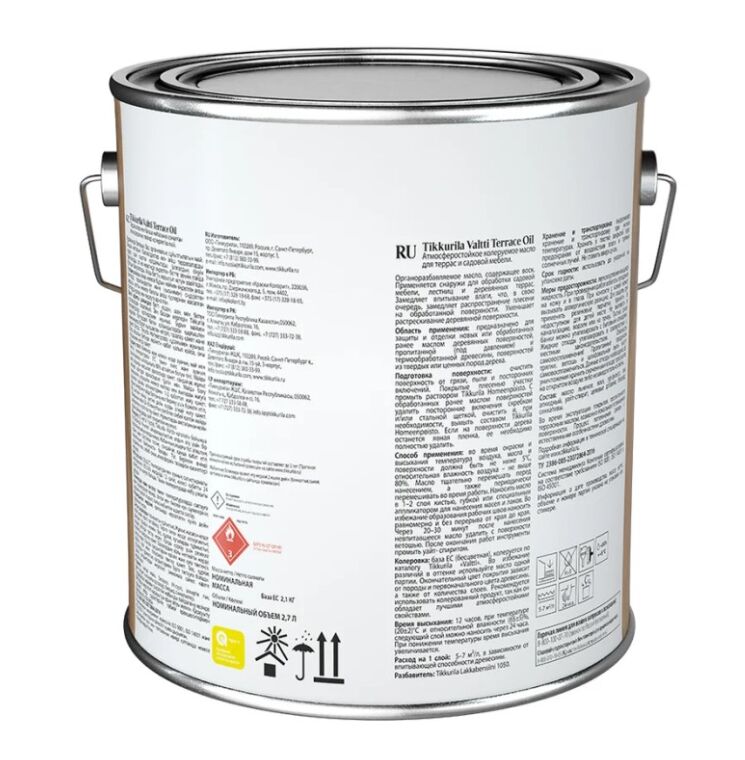 Масло для террас Valtti Terrace Oil EC 2.7 л Тиккурила купить в Санкт-Петербурге