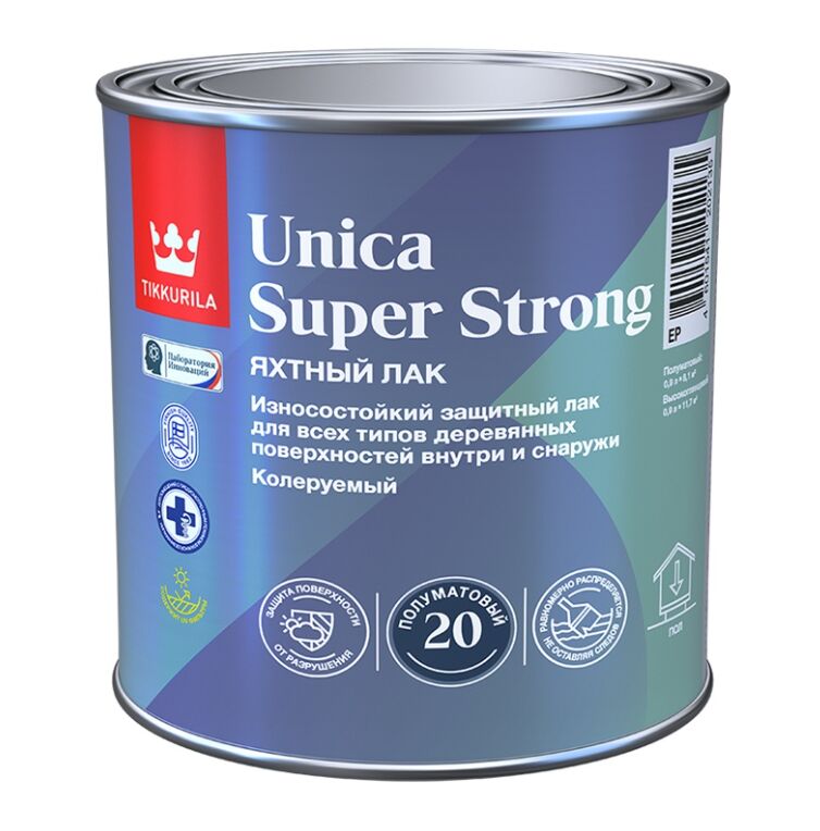 Лак Уника Супер Стронг EP (UNICA SUPER STRONG) алкидоуретановый п/мат. 0.9л Тиккурила купить в Санкт-Петербурге