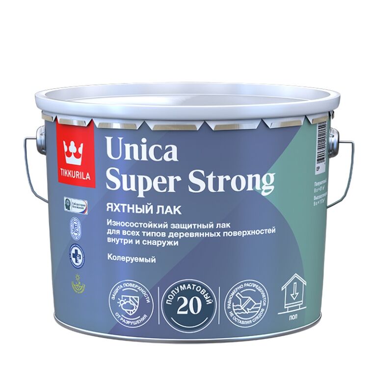 Лак Уника Супер Стронг EP (UNICA SUPER STRONG) алкидоуретановый п/мат. 9л Тиккурила купить в Санкт-Петербурге