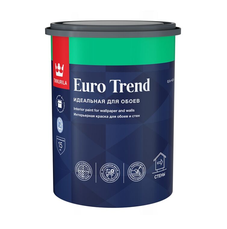 Краска для обоев и стен EURO TREND С мат. 0.9л Тиккурила купить в Санкт-Петербурге
