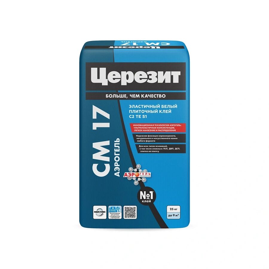 CM 17 5кг Плиточный клей для любых видов плитки Аэрогель Белый Церезит, белый