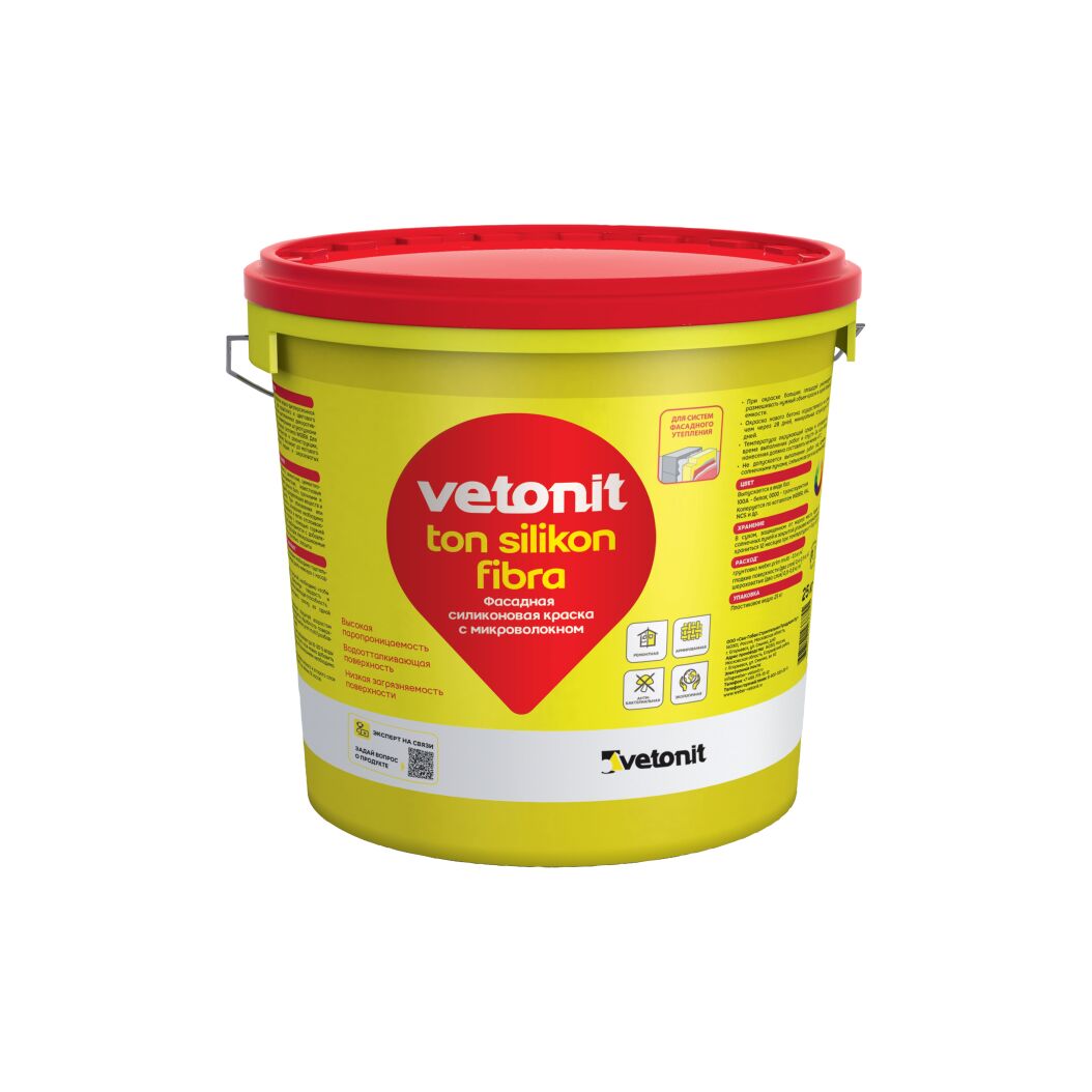 Краска фасадная силиконовая vetonit ton silikon fibra 100A 25 kg белый (колер) 25кг, белый купить в Санкт-Петербурге Краска фасадная силиконовая vetonit ton silikon fibra 100A 25 kg белый (колер) 25кг, белый