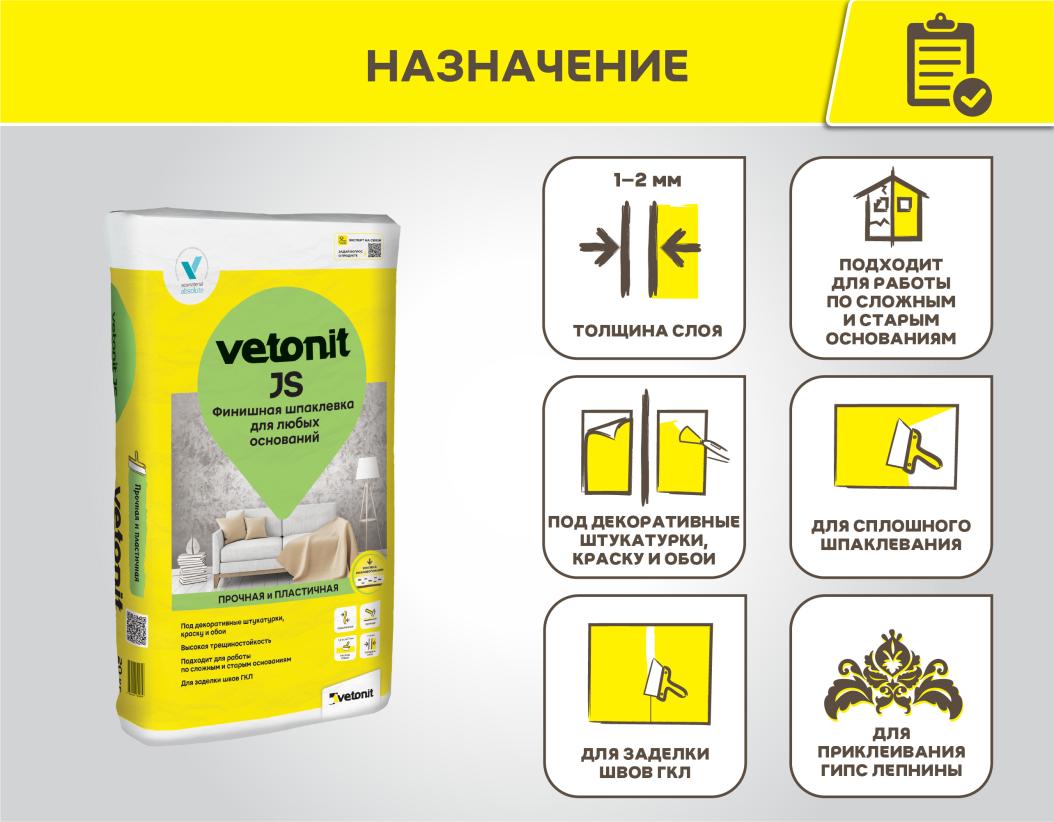 Шпаклевка финишная Weber Vetonit JS белый 20кг