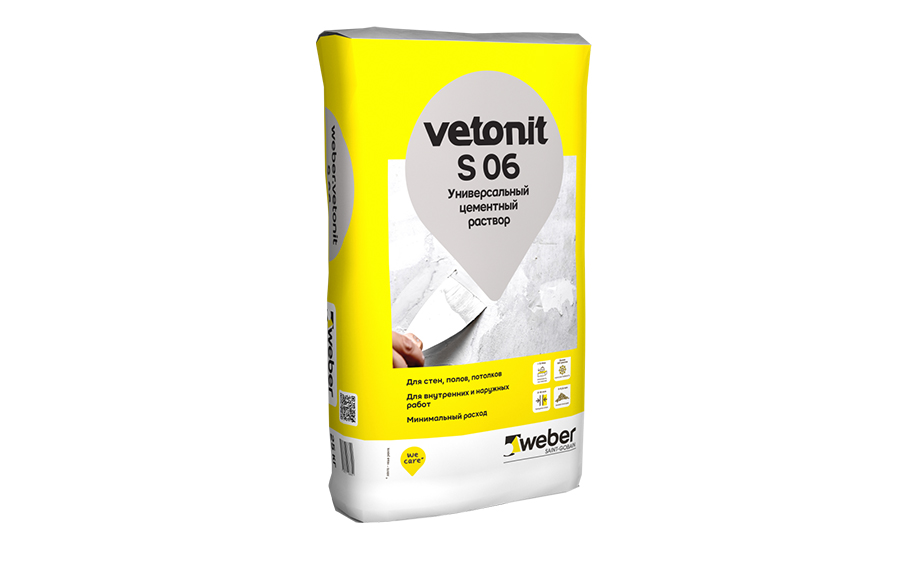 Раствор цементный универсальный Weber Vetonit S06 серый 25кг, Раствор цементный универсальный Weber Vetonit S06 серый 25кг