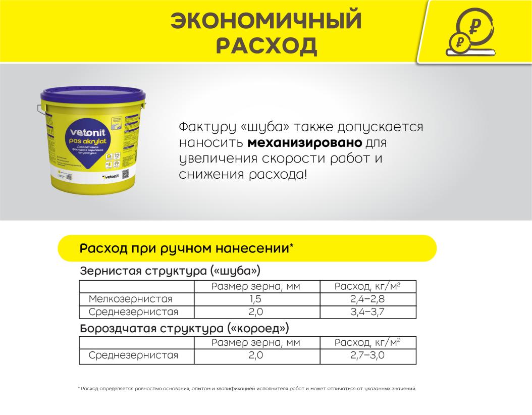 Штукатурка декоративная акриловая Vetonit pas akrylat 1.5мм шуба 100A белый (колеруется) 25кг