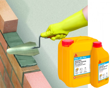 Sika Mix Plus 1л Пластификатор для создания кладочных и штукатурный растворов, коричневый