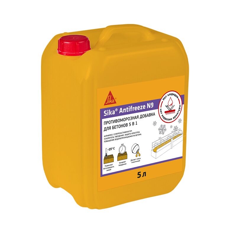 Sika Antifreeze N9 5л Ускоритель набора прочности, пластификатор бетона, антимороз