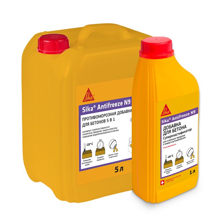 Sika Antifreeze N9 5л Ускоритель набора прочности, пластификатор бетона, антимороз