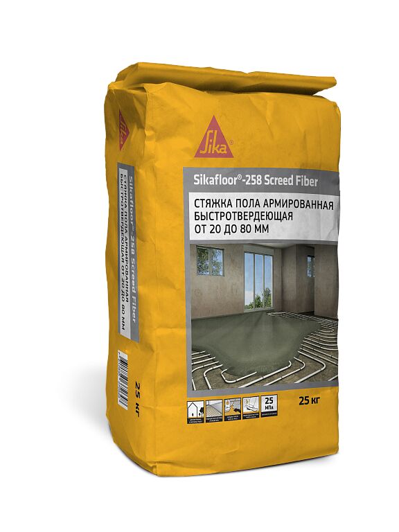 Sikafloor®-258 Screed Fiber Стяжка для пола быстротвердеющая армированная фиброй