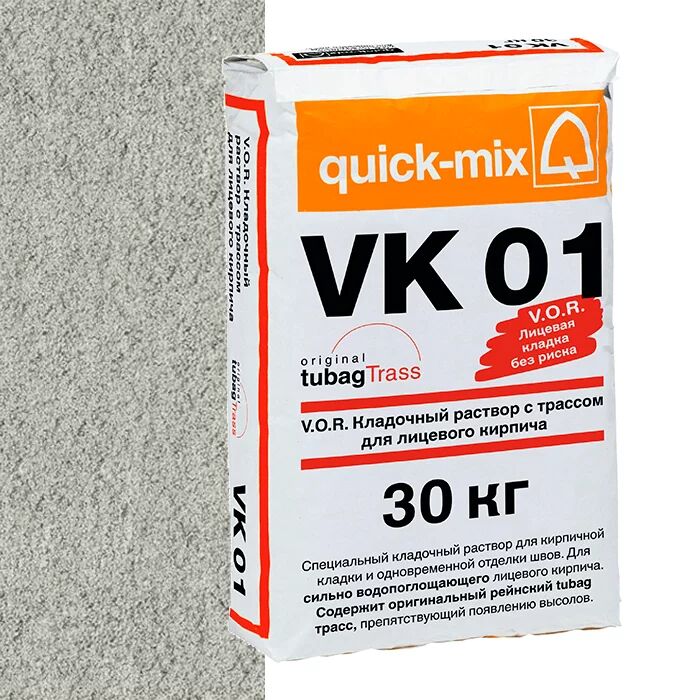 VK 01 , С Сухая кладочная смесь с трассом для лицевого кирпича, светло-серый quick-mix