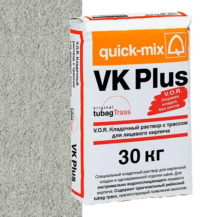 VK plus , С Сухая кладочная смесь с трассом для лицевого кирпича, светло-серый quick-mix, VK plus , С Сухая кладочная смесь с трассом для лицевого кирпича, светло-серый quick-mix