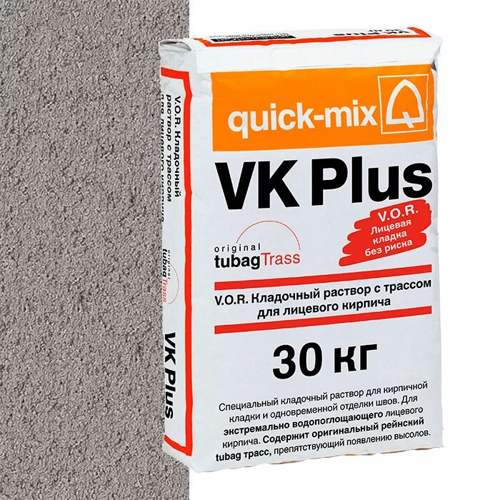 VK plus , T Сухая кладочная смесь с трассом для лицевого кирпича, стально-серый quick-mix, VK plus , T Сухая кладочная смесь с трассом для лицевого кирпича, стально-серый quick-mix