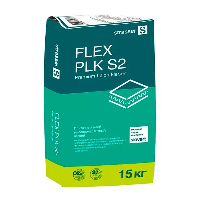 FLEX PLK S2 Плиточный клей высокоэластичный лёгкий, белый (C2 TE S2) strasser, FLEX PLK S2 Плиточный клей высокоэластичный лёгкий, белый (C2 TE S2) strasser