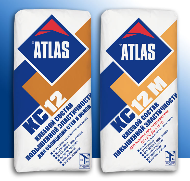 Клей АТЛАС КС-12 C2TE Усиленный, морозо-влагостойкий