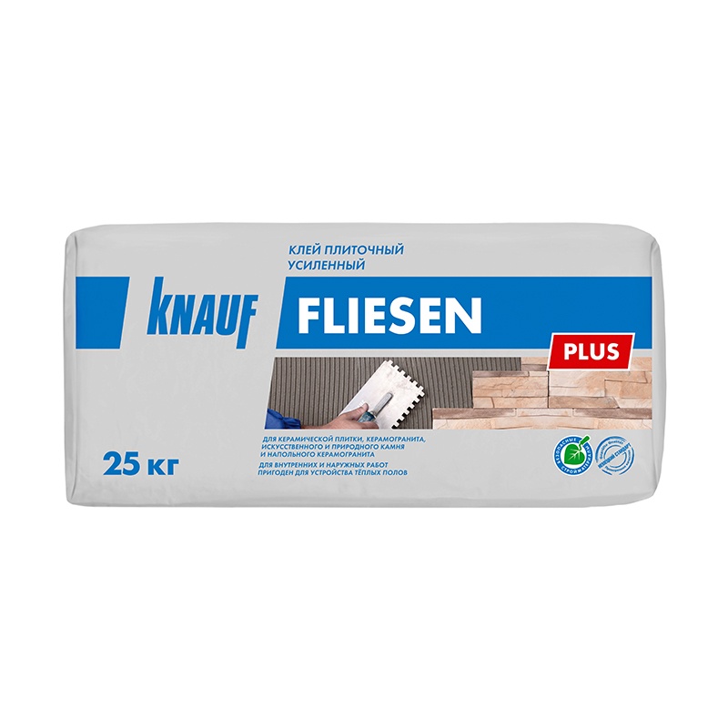 Клей для плитки усиленный КНАУФ Fliesen Plus 25 кг, Клей для плитки усиленный КНАУФ Fliesen Plus 25 кг