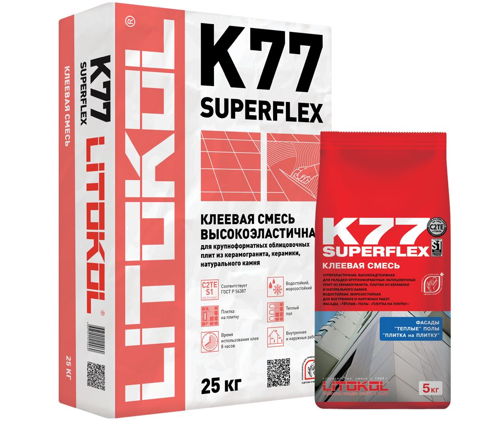 SUPERFLEX K77 Суперэластичная клеевая смесь , серый купить в Санкт-Петербурге SUPERFLEX K77 Суперэластичная клеевая смесь , серый