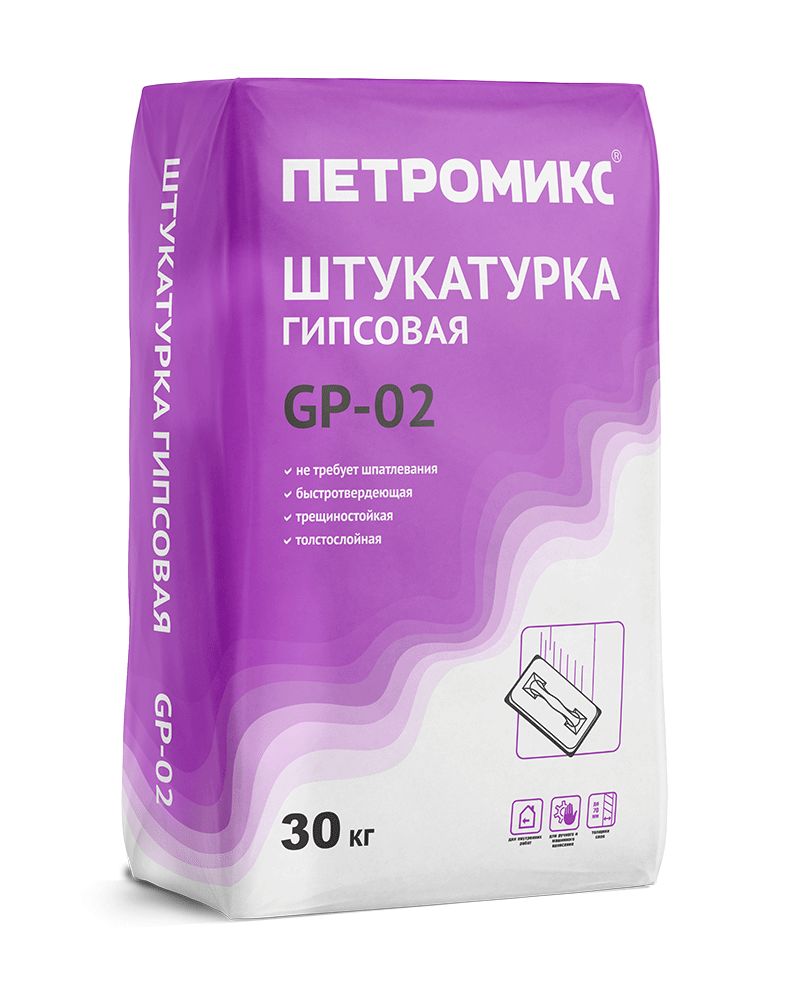 GP-02 Штукатурка гипсовая Петромикс 30 кг/меш, Штукатурка гипсовая GP-02 ПЕТРОМИКС 30кг\меш