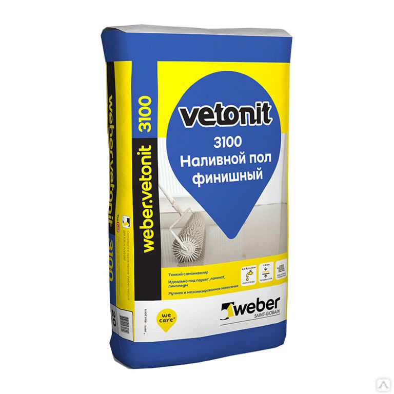 Финишный наливной пол weber.vetonit 3100 20 кг