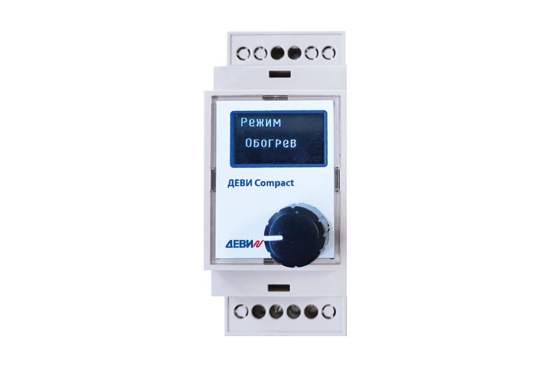 Терморегулятор Compact на шину DIN с датчиком температуры на проводе 16А ДЕВИ, серый купить в Санкт-Петербурге Терморегулятор Compact на шину DIN с датчиком температуры на проводе 16А ДЕВИ, серый