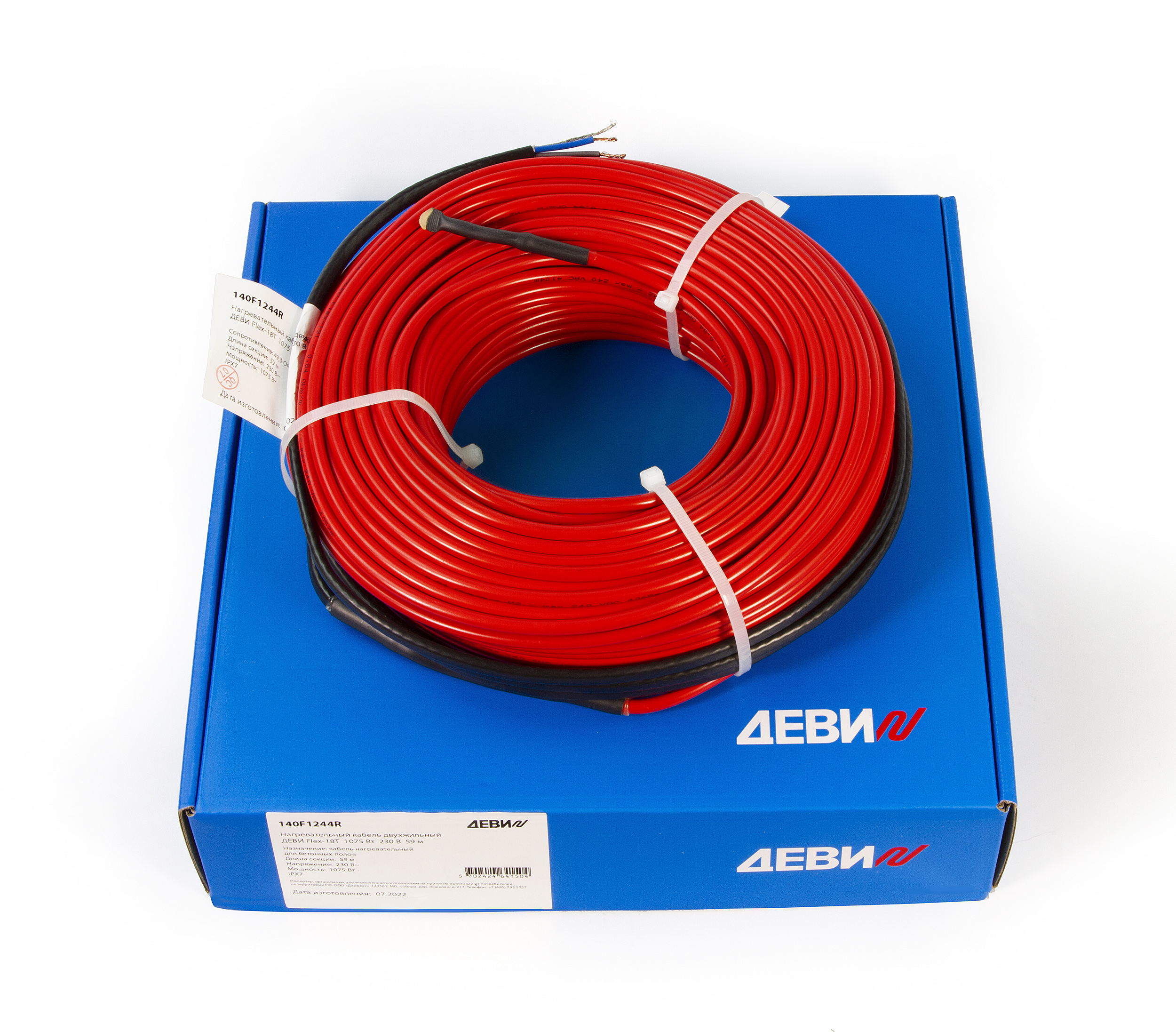 Нагревательный кабель ДЕВИ Flex-18T   1485 Вт   230 В   82 м, красный