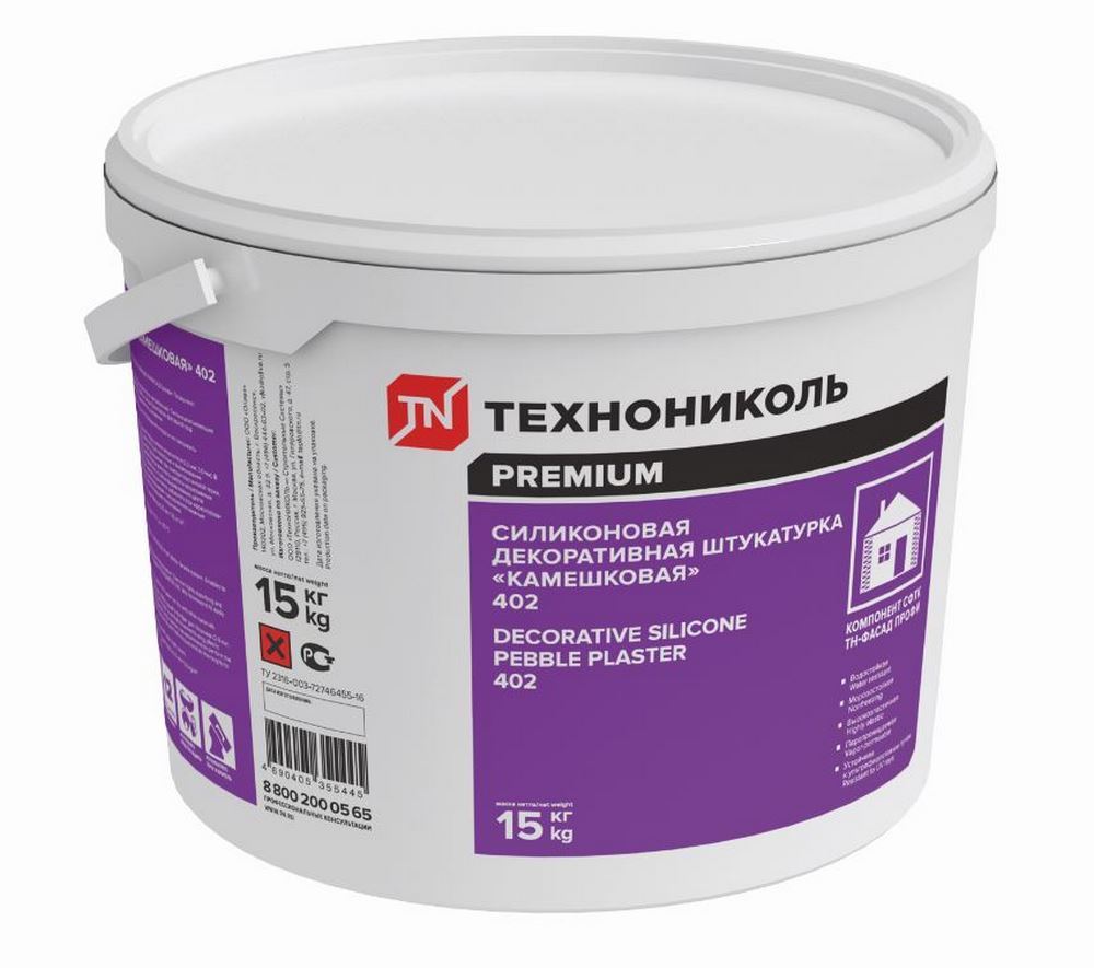 ТЕХНОНИКОЛЬ 402 15кг Штукатурка декоративная силиконовая ТЕХНОНИКОЛЬ 402 15кг Штукатурка декоративная силиконовая
