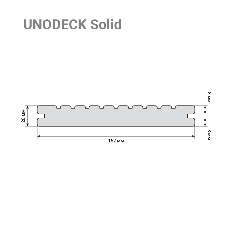Доска террасная UnoDeck Solid полнотелая серый 152х20х4000мм купить в Санкт-Петербурге