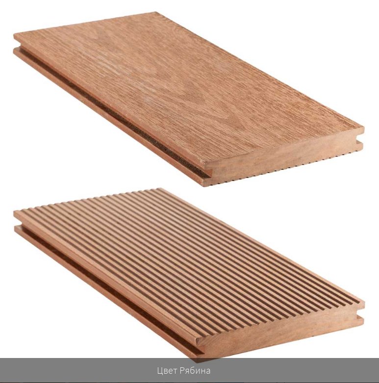 Террасная доска ПОЛНОТЕЛАЯ CM Decking серия Natur цвет ROWAN (рябина, красный)