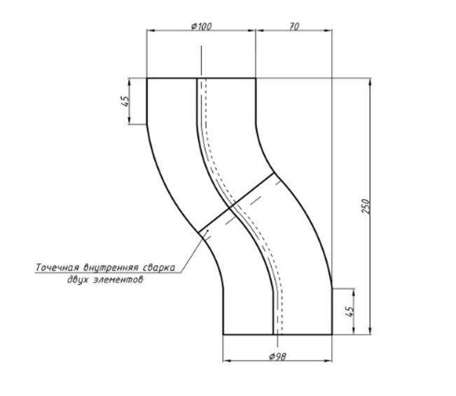 S-обвод ASD D100 матовый PU aquAsystem