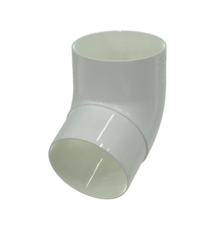 GLC ПВХ Колено водосточной трубы 67°также используется как Слив-отвод (наконечник) трубы, Колено водосточной трубы 67° D100 GLC ПВХ белый