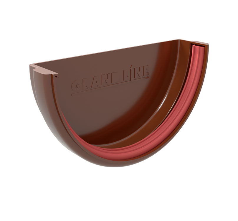 Заглушка желоба универсальная D120 шоколадный (8017) ПВХ GrandLine Классика, Заглушка желоба универсальная D120 шоколадный (8017) ПВХ GrandLine Классика