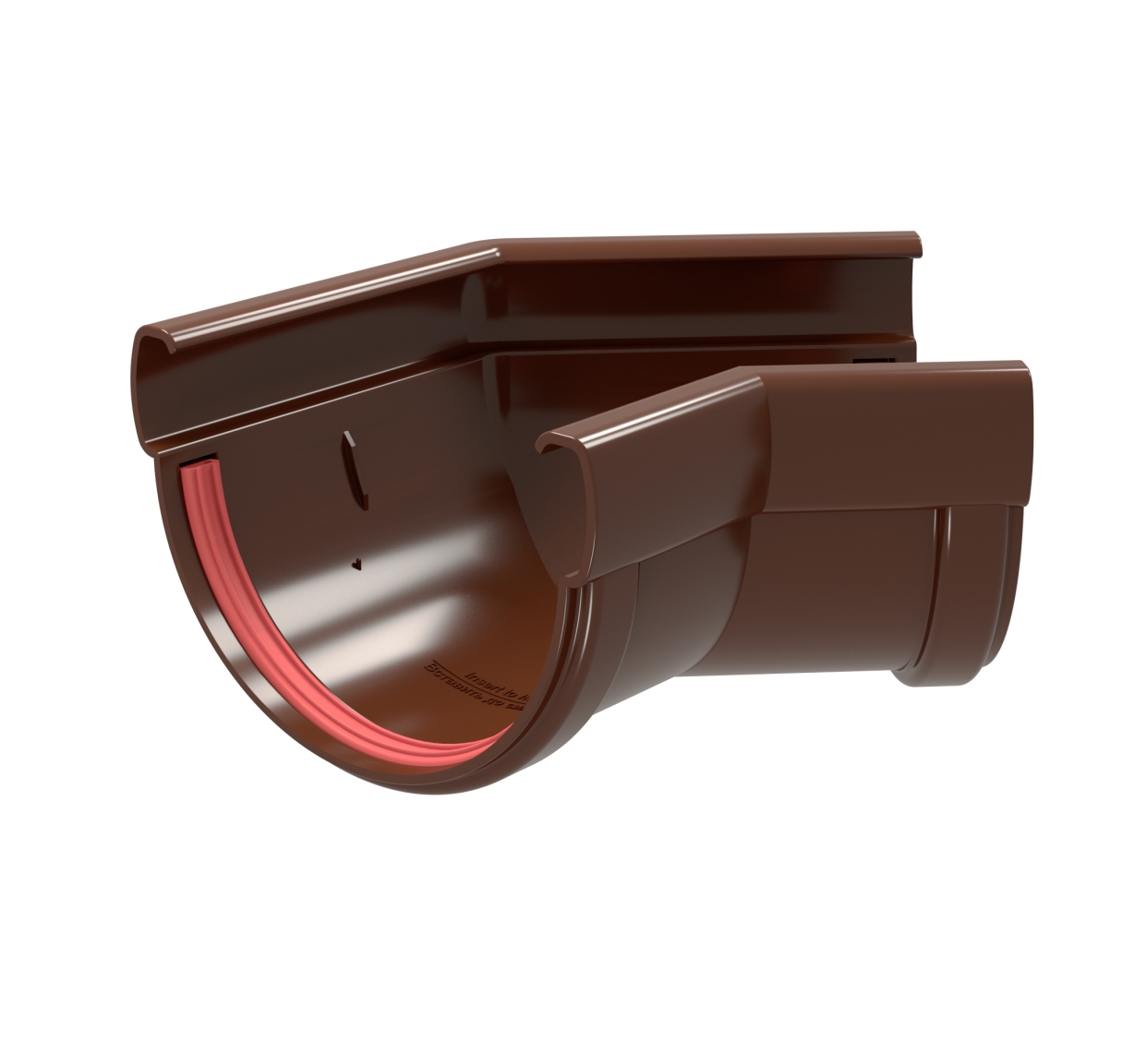 Угол желоба универсальный 135° D135 шоколадный (8017) ПВХ GrandLine Дизайн, Угол желоба универсальный 135° D135 шоколадный (8017) ПВХ GrandLine Дизайн