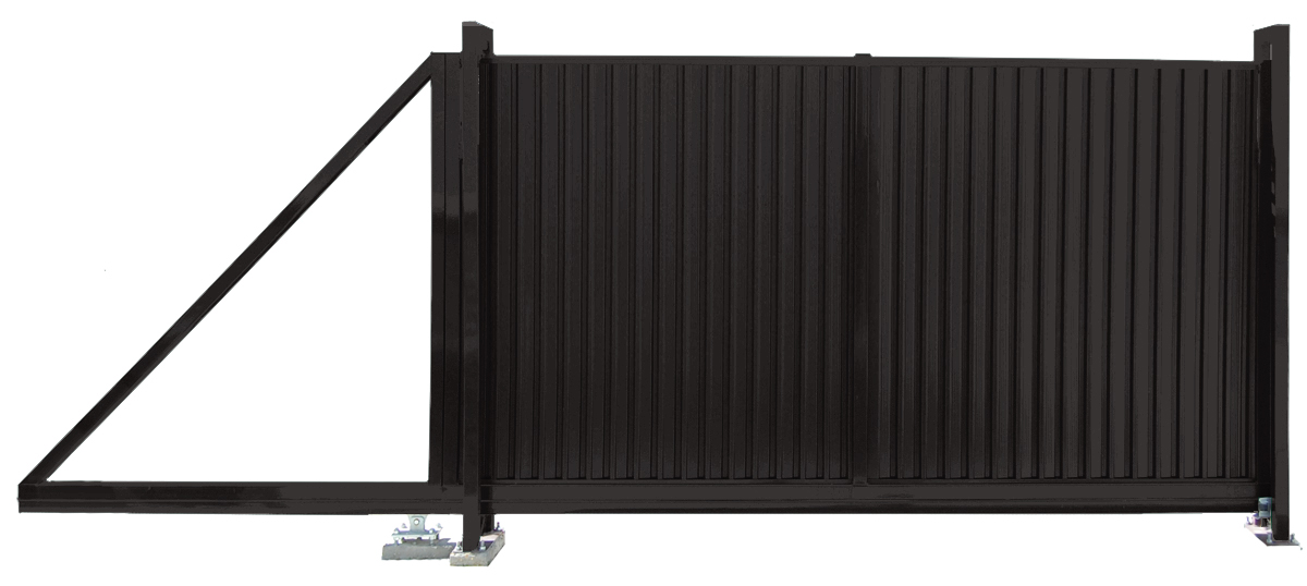 Ворота откатные Estet 2000х3500мм RR32 темно-коричневый Grand Line, Ворота откатные Estet 2000х3500мм RR32 темно-коричневый Grand Line