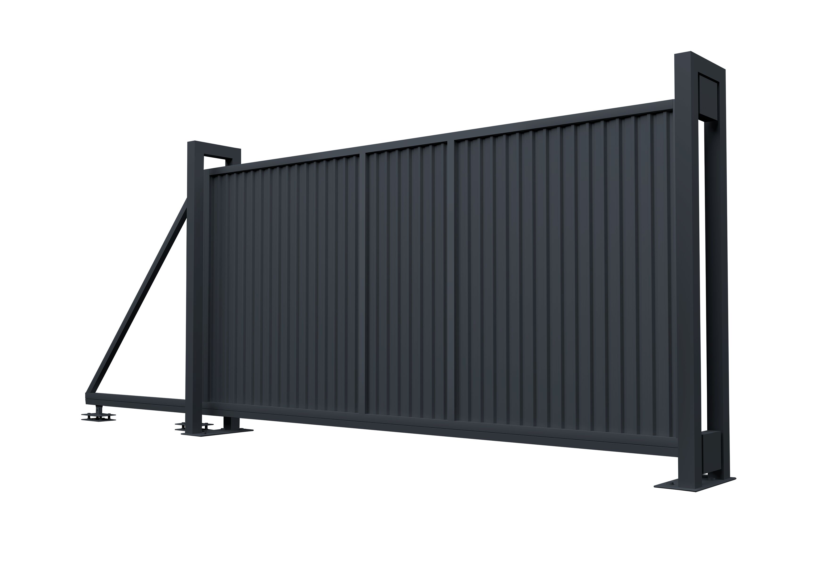 Ворота откатные Estet 2000х4500мм 7024 темно-серый Grand Line, Ворота откатные Estet 2000х4500мм 7024 темно-серый Grand Line