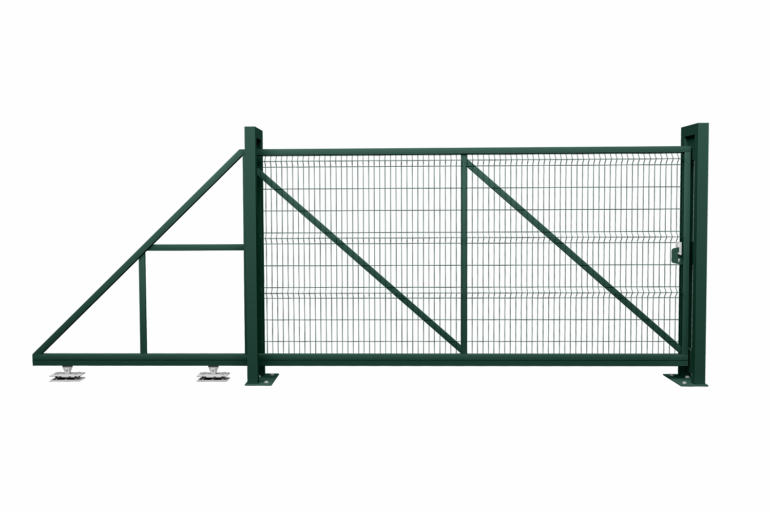 Ворота откатные вправо Profi 2030х6000мм 6005 темно-зеленый Grand Line, 6005 темно-зеленый