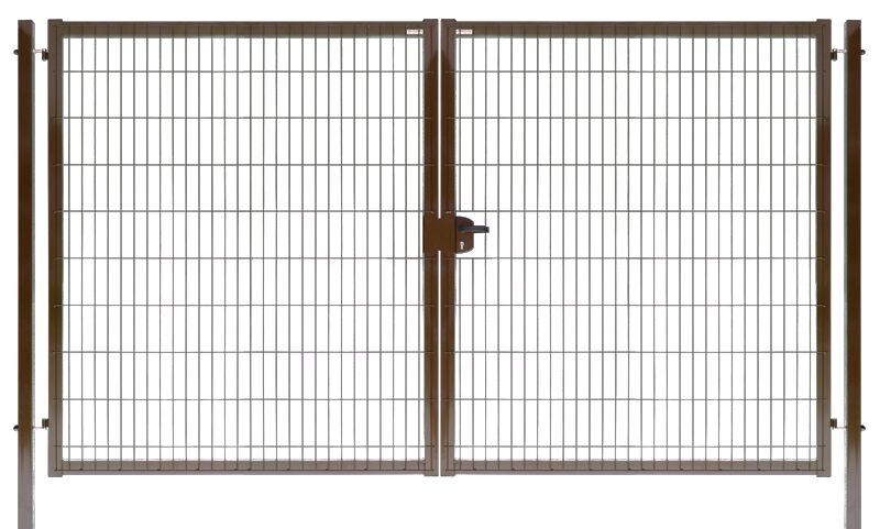 Ворота распашные Medium New Lock 2030х3500мм 8017 коричневый Grand Line, Ворота распашные Medium New Lock 2030х3500мм 8017 коричневый Grand Line