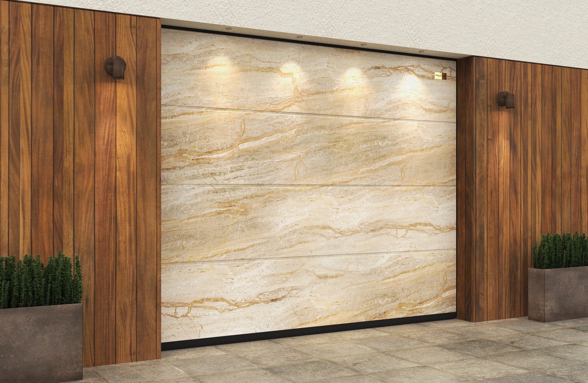 Ворота гаражные секционные Prestige Lux L-гофр smooth 4000х2500мм ALUTECH, Daino Reale