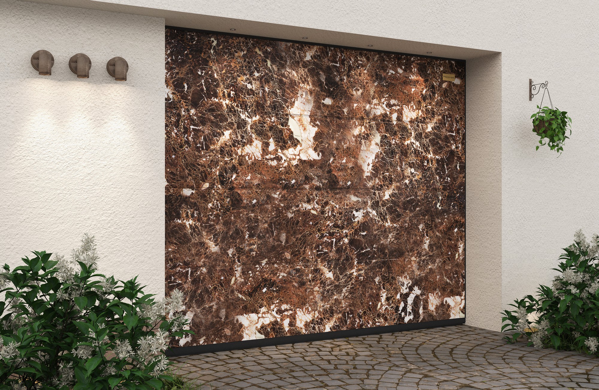 Ворота гаражные секционные Prestige Lux L-гофр smooth 4000х2500мм ALUTECH, Emperador Dark
