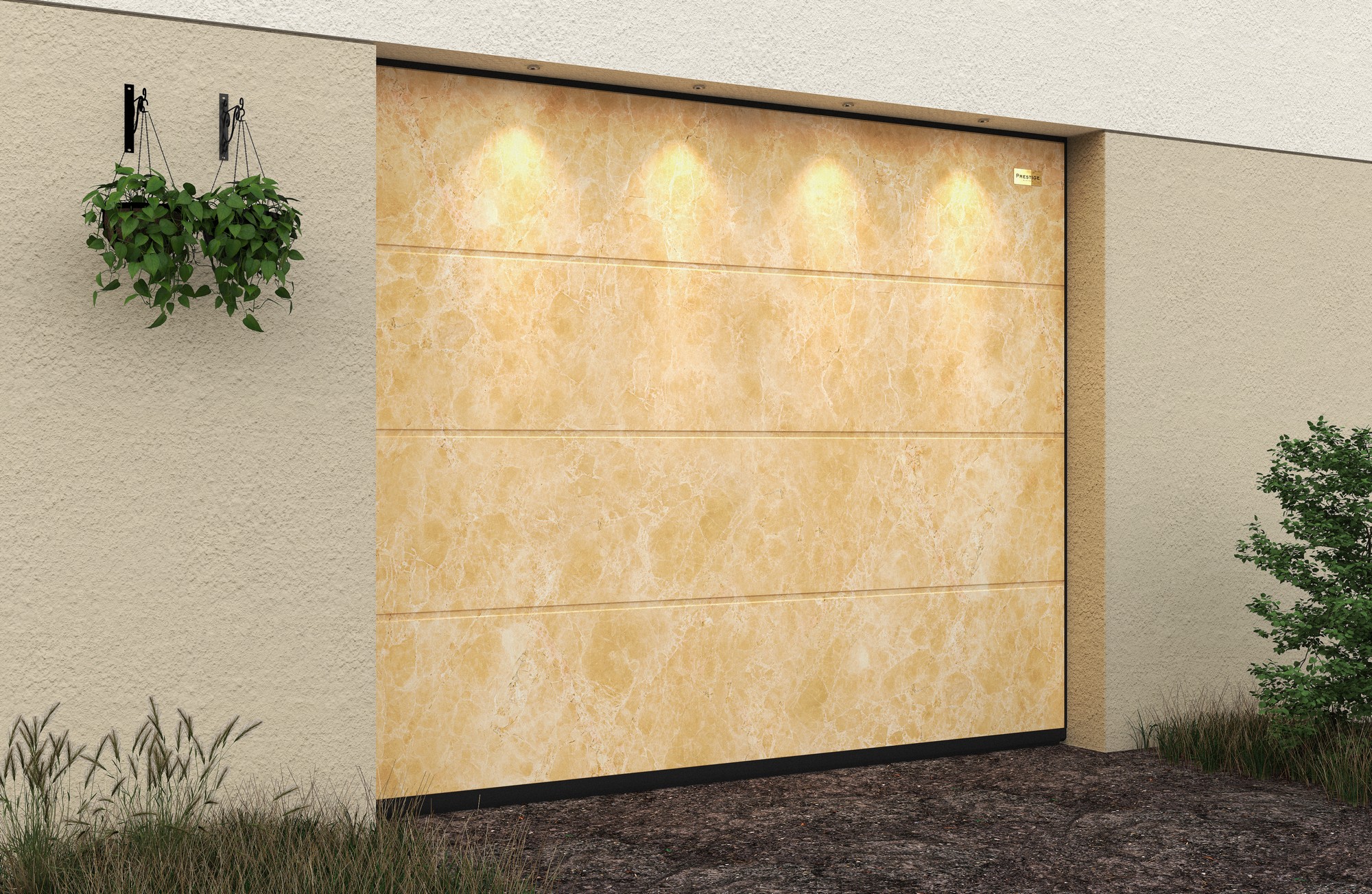 Ворота гаражные секционные Prestige Lux L-гофр smooth 4000х2500мм ALUTECH, Emperador Light