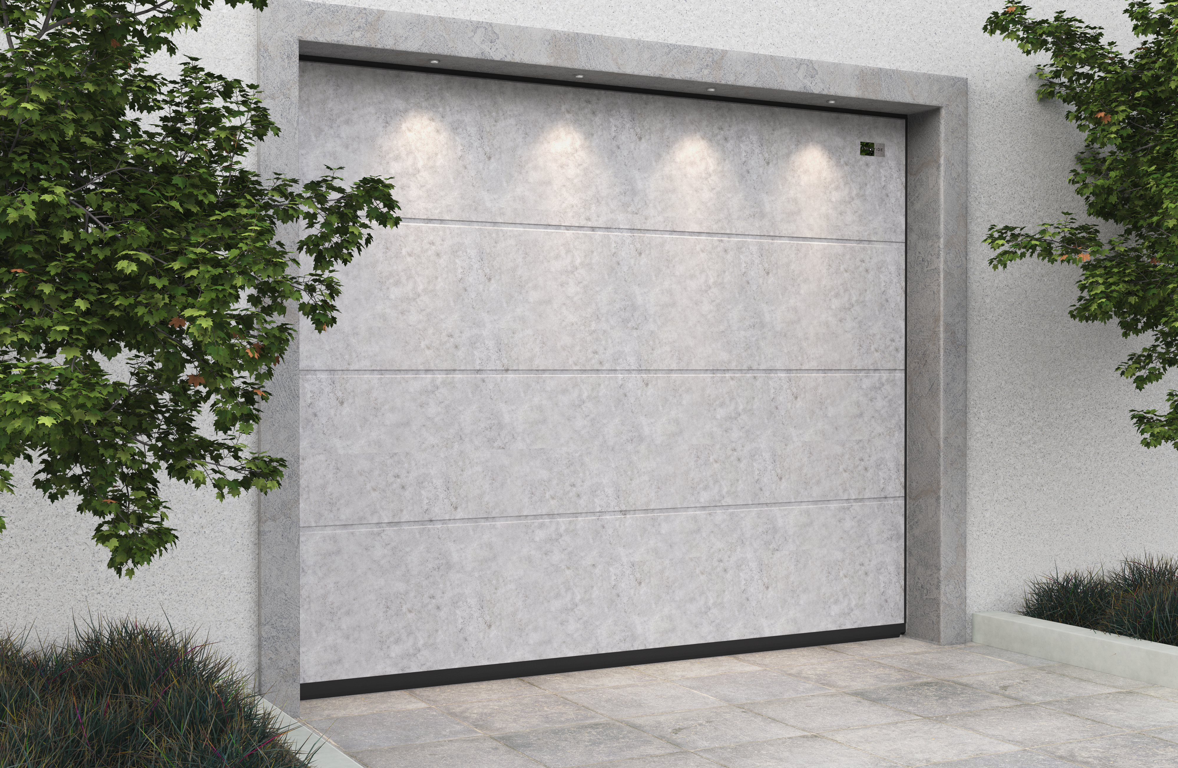 Ворота гаражные секционные Prestige Lux L-гофр smooth 4000х2500мм ALUTECH, Light concrete