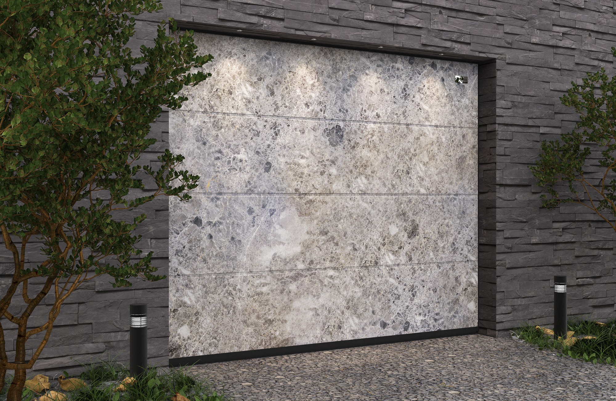 Ворота гаражные секционные Prestige Lux L-гофр smooth 4000х2500мм ALUTECH, Maroon Marinace