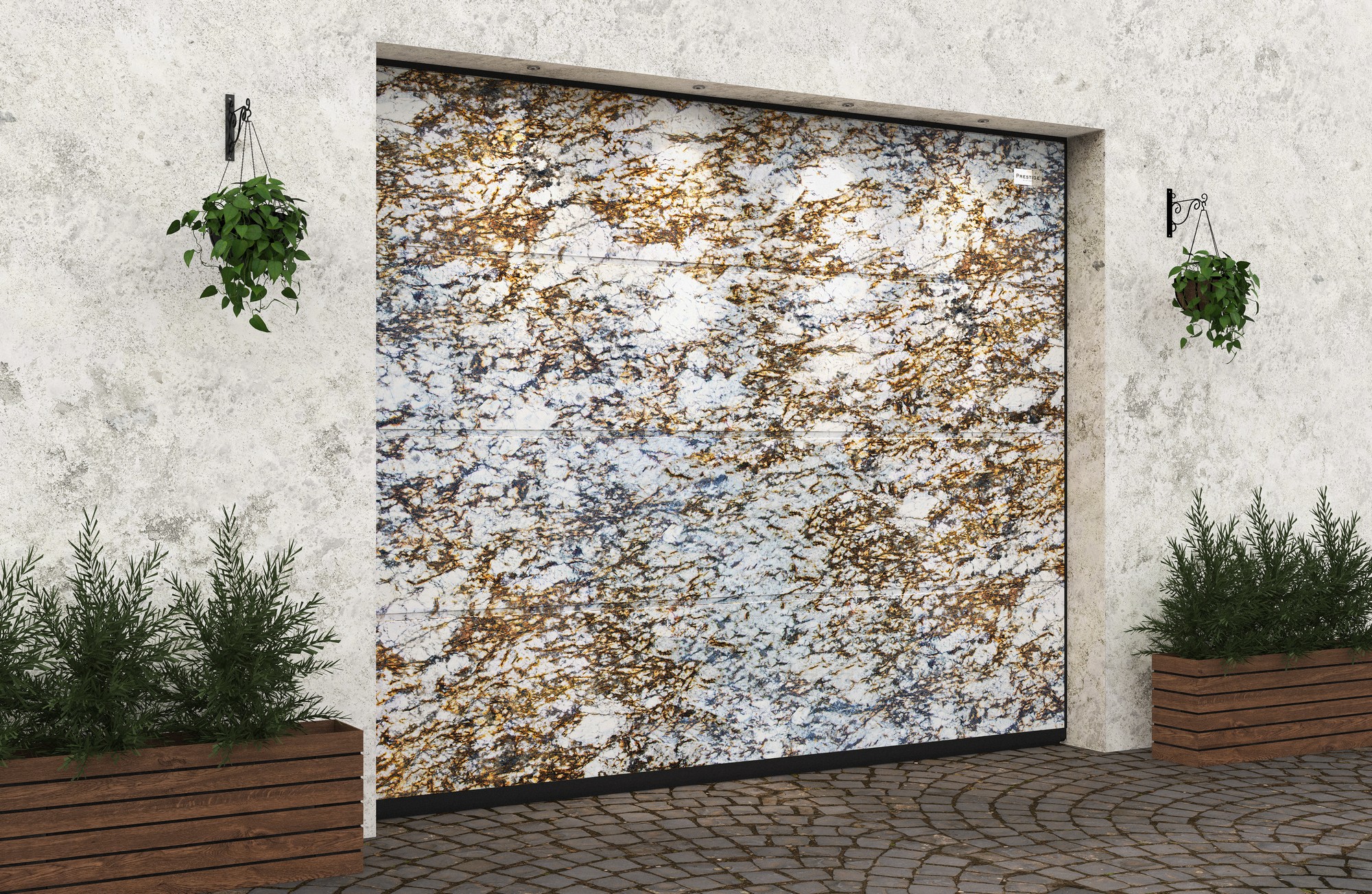 Ворота гаражные секционные Prestige Lux L-гофр smooth 3000х2500мм ALUTECH, Delicatus Gold