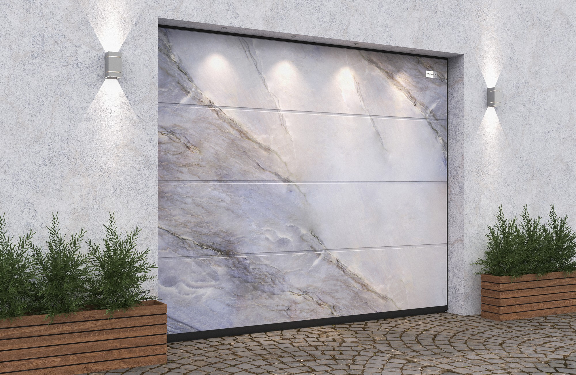 Ворота гаражные секционные Prestige Lux L-гофр smooth 4000х2500мм ALUTECH, Platino Dark