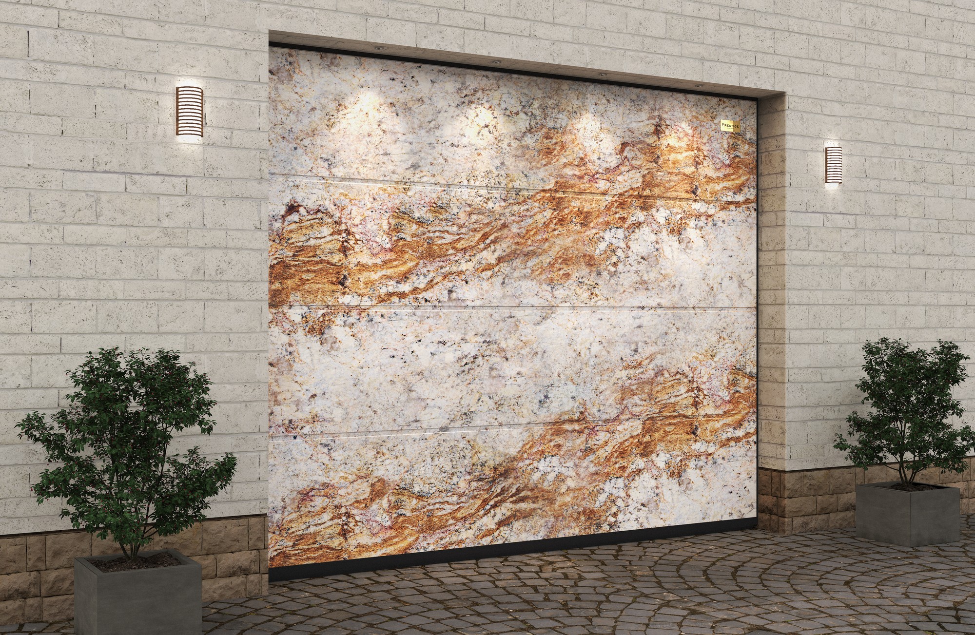 Ворота гаражные секционные Prestige Lux L-гофр smooth 4000х2500мм ALUTECH, Sagitario Granite