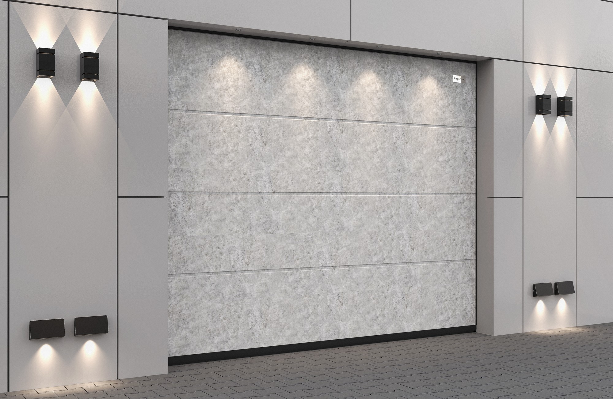 Ворота гаражные секционные Prestige Lux L-гофр smooth 2500х2500мм ALUTECH, Серый бетон