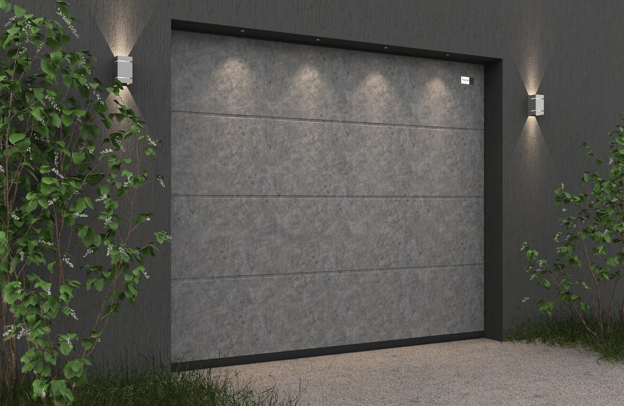Ворота гаражные секционные Prestige Lux L-гофр smooth 2500х2250мм ALUTECH, Тёмный бетон