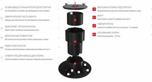 Опора регулируемая HILST LIFT HL2 50-75мм купить в Санкт-Петербурге