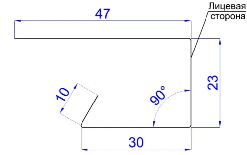 Планка завершающая сложная 30x25x3000мм PE 0,45мм купить в Санкт-Петербурге