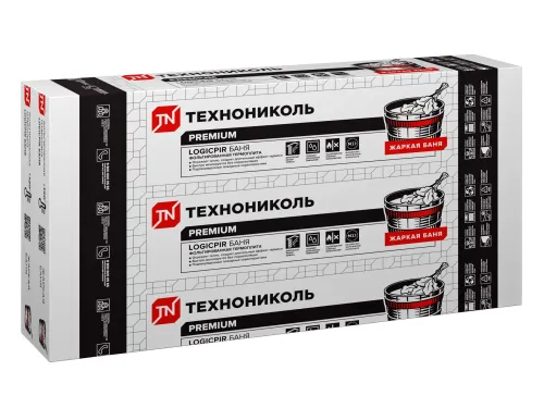 Плиты Пир Баня LOGICPIR® 30мм, 8шт, Фольга/Фольга, L-кромка, 1190х590мм, 5.62м2, 0.17м3 купить в Санкт-Петербурге