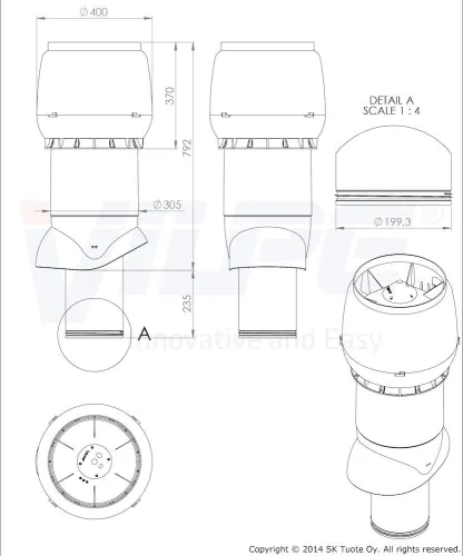Теплоизолированный вентиляционный выход XL-200/300/700 Vilpe купить в Санкт-Петербурге